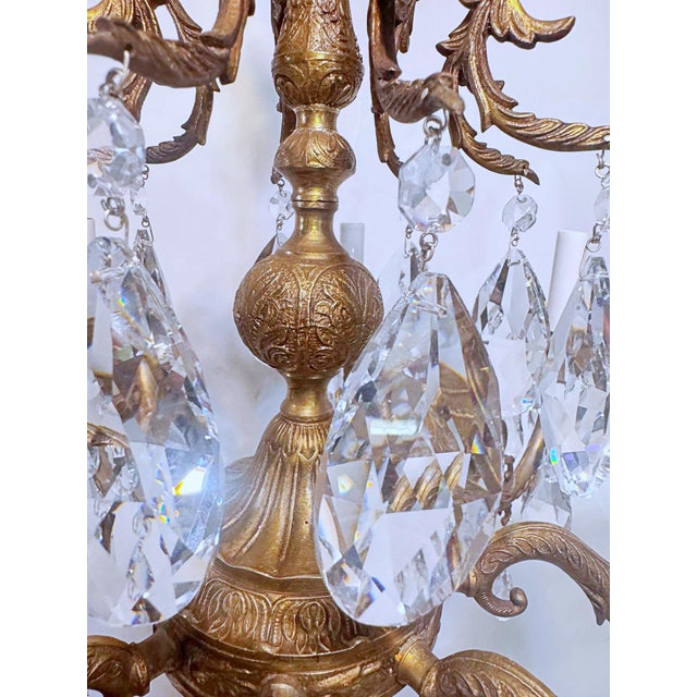 1930s 1930s Vintage Spanish Chandelier With Drop Crystals For Sale - Image 5 of 8