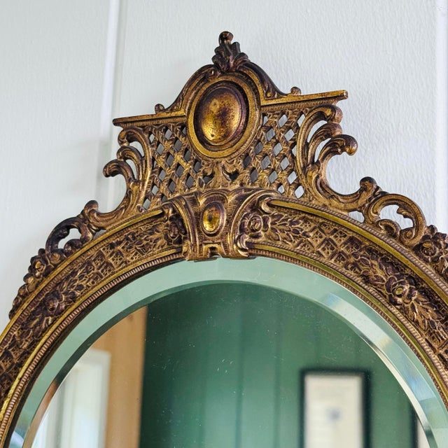 Art Nouveau Brass Wall Mirror by Bradley & Hubbard, Early 20th C. Bring the fluid elegance of the turn of the century into...