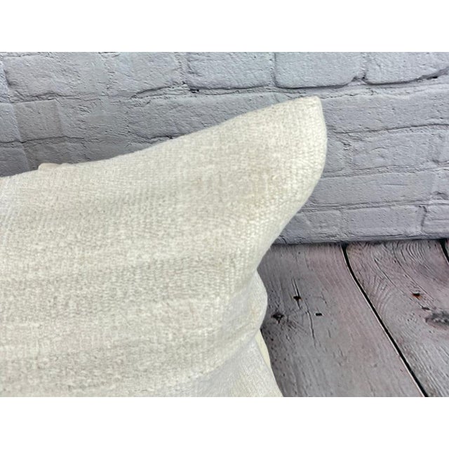 Turkish 16 x 24 Hemp Pillow Turkish Cushion Natural White Pillow Cushion Cover For Sale - Image 3 of 4