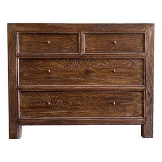 Custom Reclaimed Elm Wood Chest of Drawers Walnut Finish For Sale