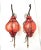 Murano Light Pendants: Pair of Gorgeous Vintage Swirl Italian Murano-Style Caged Glass Lanterns in Coral/ Oranges: Caged Venetian Style For Sale - Image 4 of 10