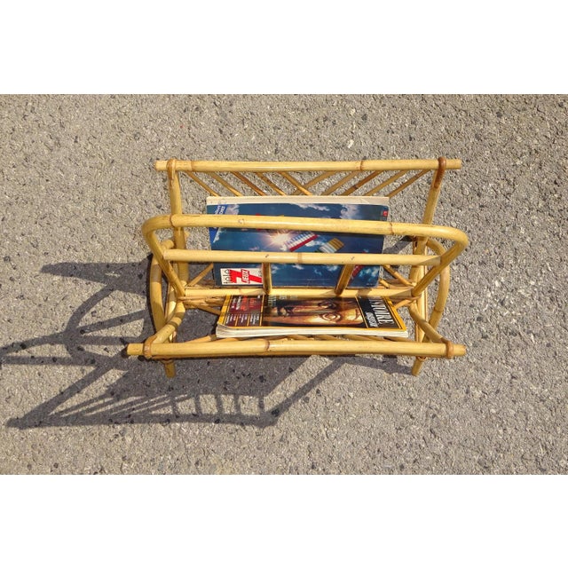 Vintage Rattan Magazine Holder For Sale - Image 3 of 9