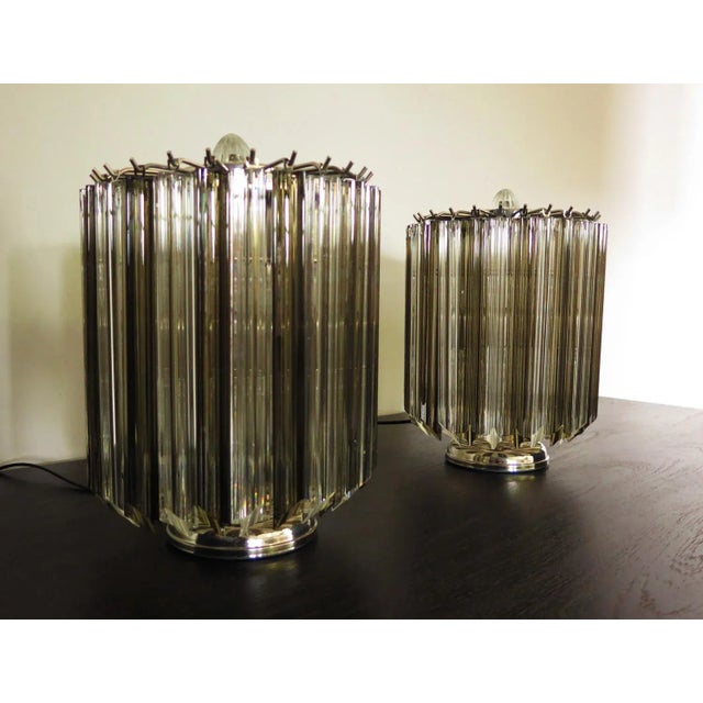 Vintage Italian Glass Quadriedri Table Lamps, 1981, Set of 2 For Sale - Image 10 of 13