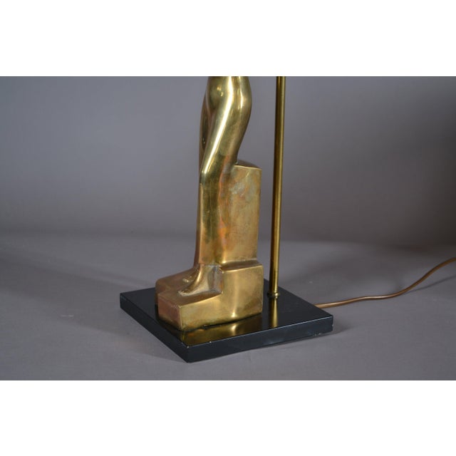 Egyptian Revival Gilt Female Table Lamp, 1970s For Sale - Image 6 of 9