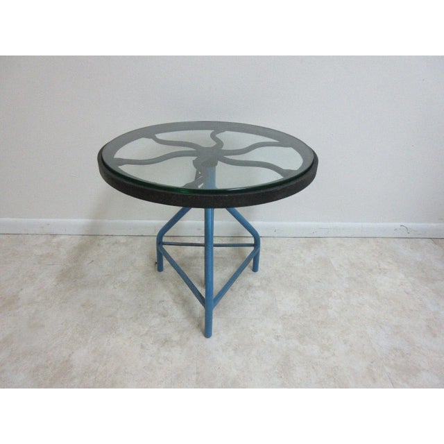 Antique Industrial Gear Metal Tripod Lamp End Table Stand ...