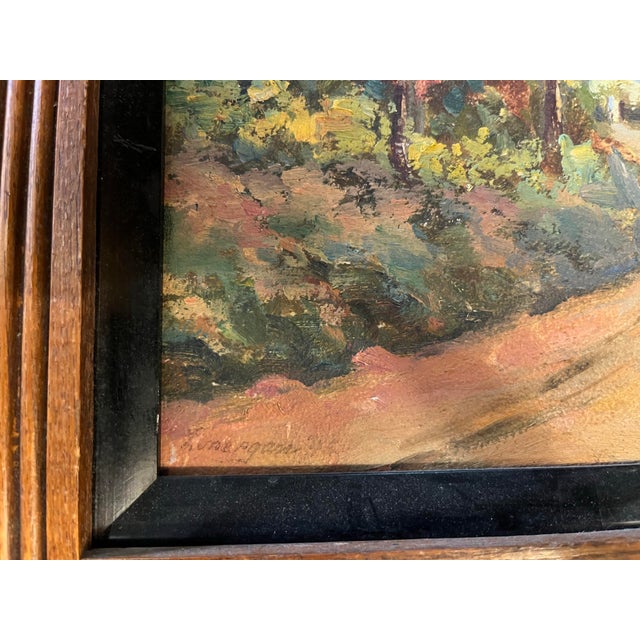 Vintage Signed Acrylic on Board Painting of a Country Road in Autumn in the Hudson Valley For Sale - Image 4 of 4