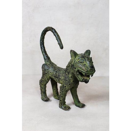 Large Bronze Leopard Sculpture, Benin For Sale - Image 3 of 5