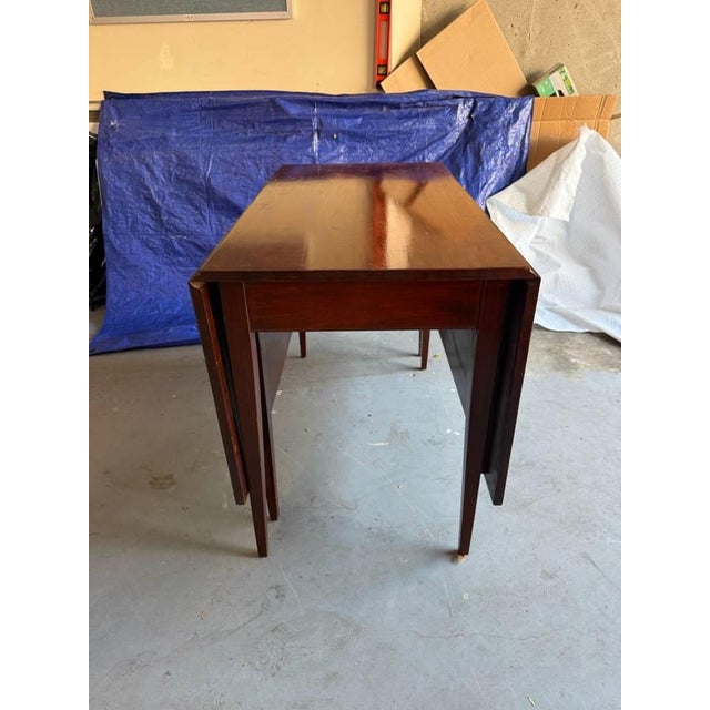 Vintage Federal Style Solid Wood Drop Leaf Dining Table For Sale - Image 4 of 18