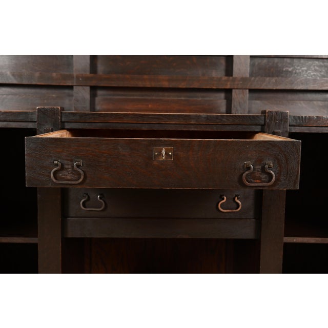 Wood Imperial Furniture Grand Rapids Mission Oak Arts & Crafts Strap Hinge Eight-Leg Sideboard, Circa 1900 For Sale - Image 7 of 15