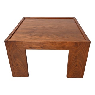 Vintage Square Walnut Coffee Table, 1970s For Sale