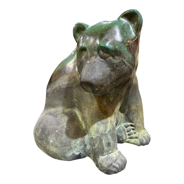 Raku Sitting Bear Sculpture For Sale