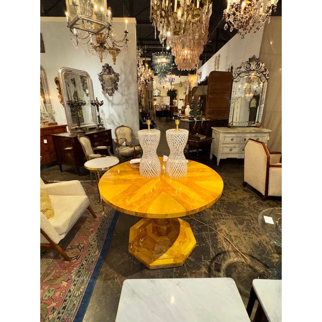 Modern Pair of Vintage Murano Glass Lattice Lamps For Sale - Image 3 of 7