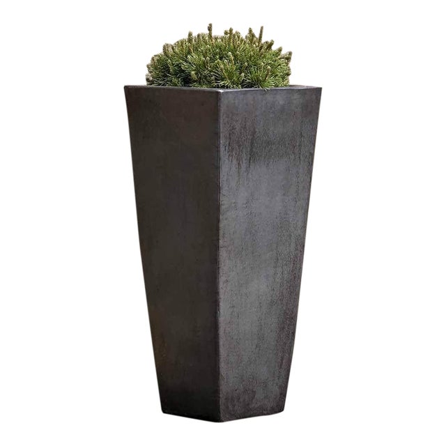 Faro Tall Square Planter - Graphite Gray Terra Cotta Planters For Sale