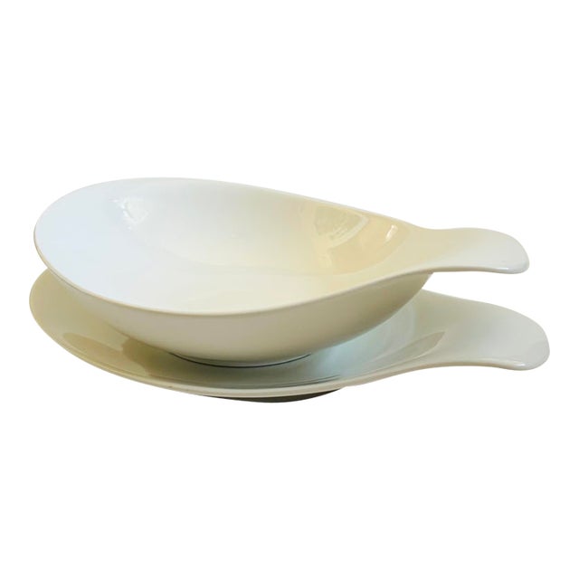 Mid Century Eva Zeisel Hallcraft Lugged Serving Bowl and Platter Set - "Tomorrows Classic" - Set of 2 For Sale