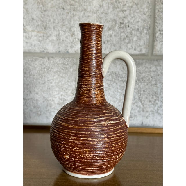Beautiful Swedish stoneware single handled pitcher vase designed by John Andersson and Alfred Johansson for Höganäs...