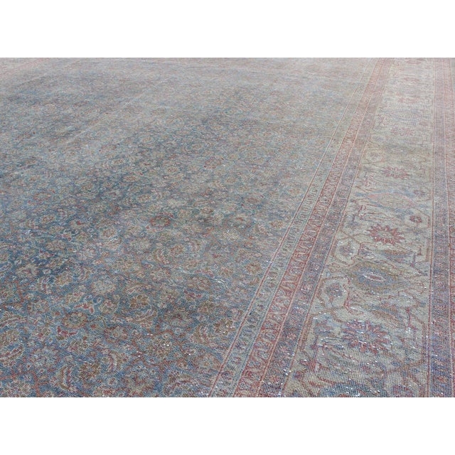 1920s Large Antique Distressed Persian Tabriz Rug 9'9 X 13'5 For Sale - Image 5 of 11
