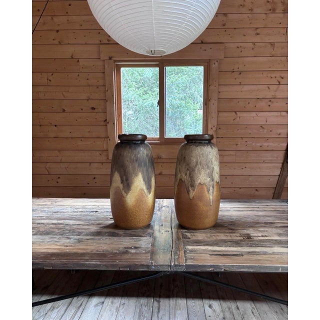 Rare Matching Pair of Vintage Scheurich Keramik Floor Vases Produced in the 1960s–1970s, these XXL (21” tall) vases...