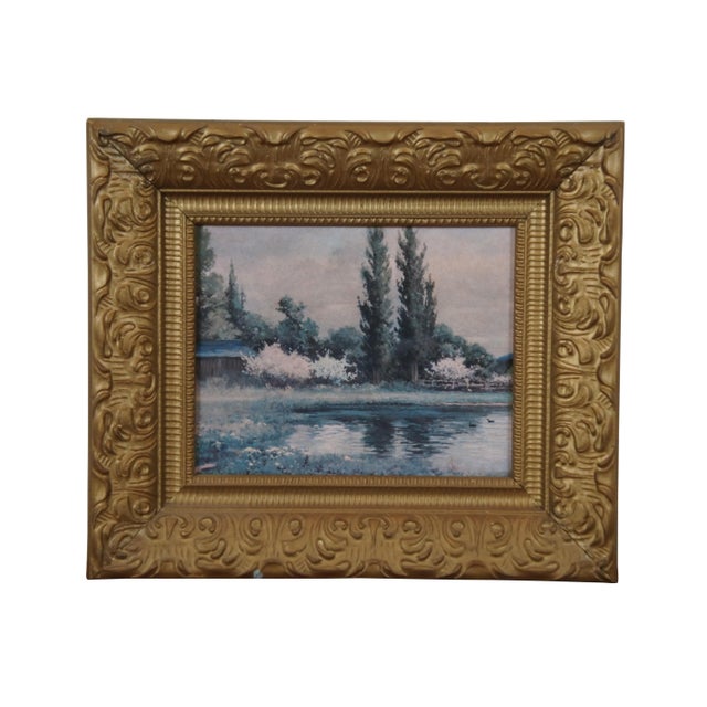 Farmhouse Set of 2 Vintage Detlefsen & Wood Farmhouse Landscape Prints on Board, Framed For Sale - Image 3 of 11