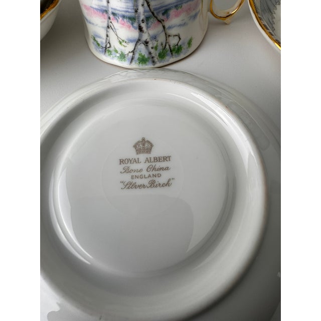 Vintage Royal Albert Silver Birch English Bone China Tea Service for 8 – Complete Set - 28 pcs For Sale - Image 14 of 18