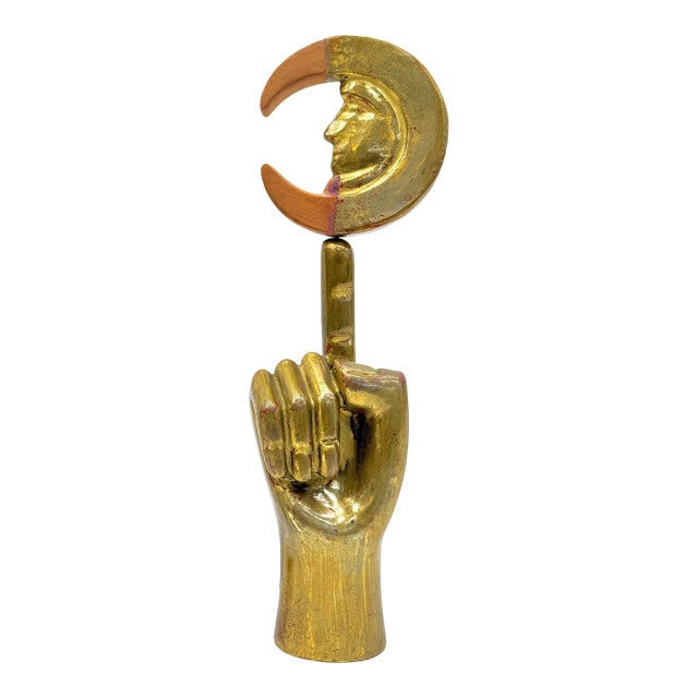 1970s Pedro Friedeberg, Mano Luna (Rare Giltwood Sculpture) For Sale