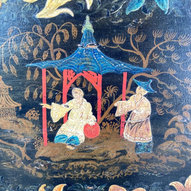 Ebony Rare American Japanned Federal Pole Screen Circa 1800 For Sale - Image 8 of 10