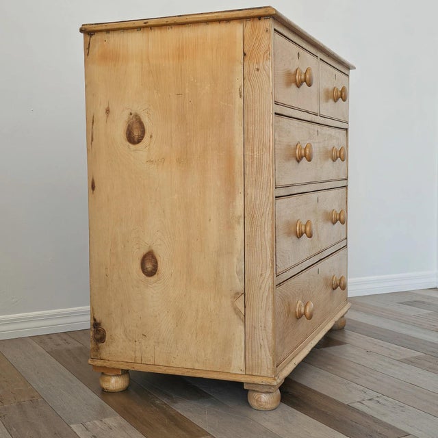 English Antique English Bleached Pine Chest of Drawers (Dresser)- Circa 1870 For Sale - Image 3 of 16