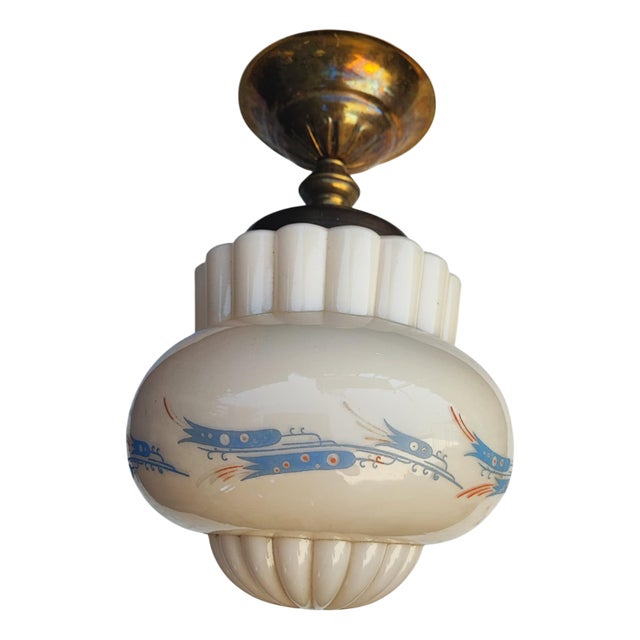 Art Deco Brass Ceiling Lamp, 1930s For Sale