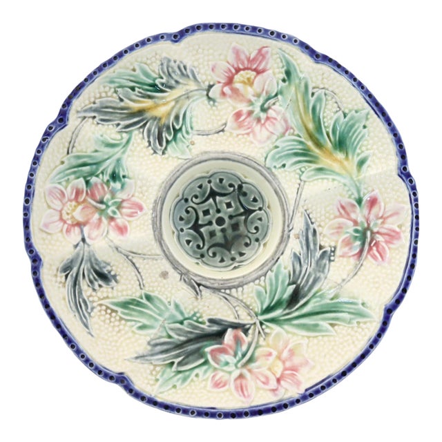 Rare French Barbotine Majolica Oyster Plate, Circa 1890 For Sale