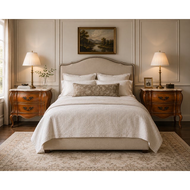 French Provincial Late 20th Century Pair of John Widdicomb Louis XV Style Marble-Top Nightstands For Sale - Image 3 of 16
