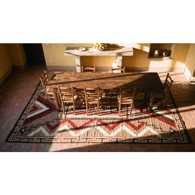 1930s Camel Field Antique Native American Tribal Geometric Flat Weave Kilim Rug For Sale - Image 12 of 13