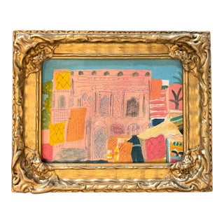 2024 “Fabrics in Marrakech” Painting in Antique Frame For Sale