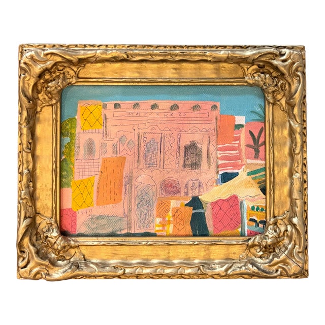 2024 “Fabrics in Marrakech” Painting in Antique Frame For Sale