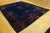 Art Deco 1920s Blue Navy Floral Vase Antique Chinese Art Deco Rug 8'9" X 11'6" Knotted Wool Carpet For Sale - Image 3 of 9