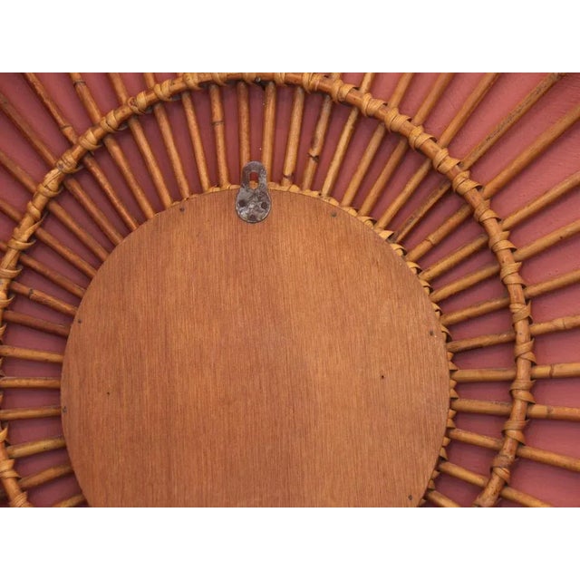 French Rattan Sun Mirror, 1950s For Sale - Image 4 of 10