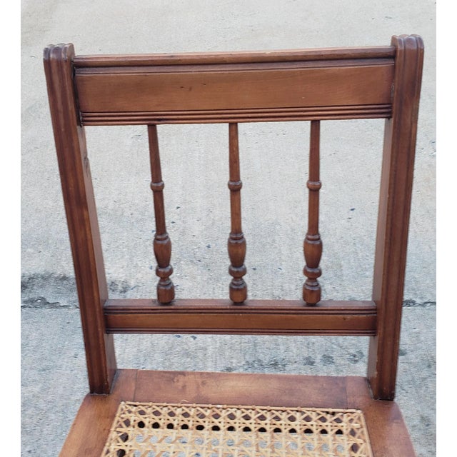 1930s 1930s Victorian Style Maple and Cane Seats Side Chairs, a Pair For Sale - Image 5 of 10