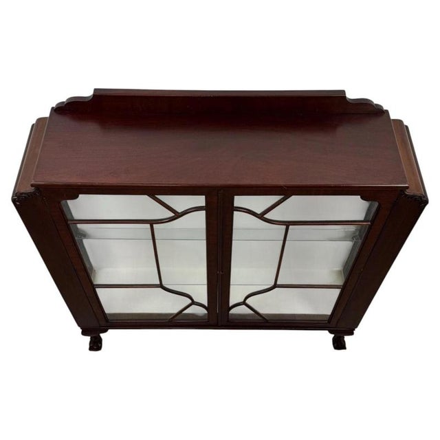 Antique Early 20th Century English Edwardian Mahogany Vitrine Cabinet For Sale - Image 3 of 11