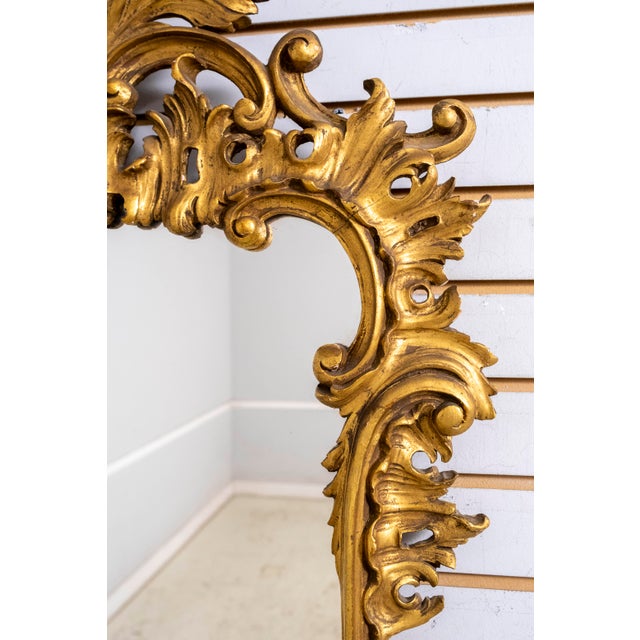 Gold Italian Ornate Gold Gilt Wood Decorator Mirror For Sale - Image 8 of 10