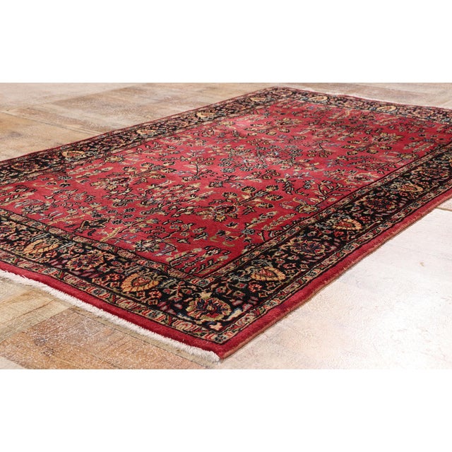 Red Vintage Indian Sarouk Rug, 03'09 X 06'02 For Sale - Image 8 of 10