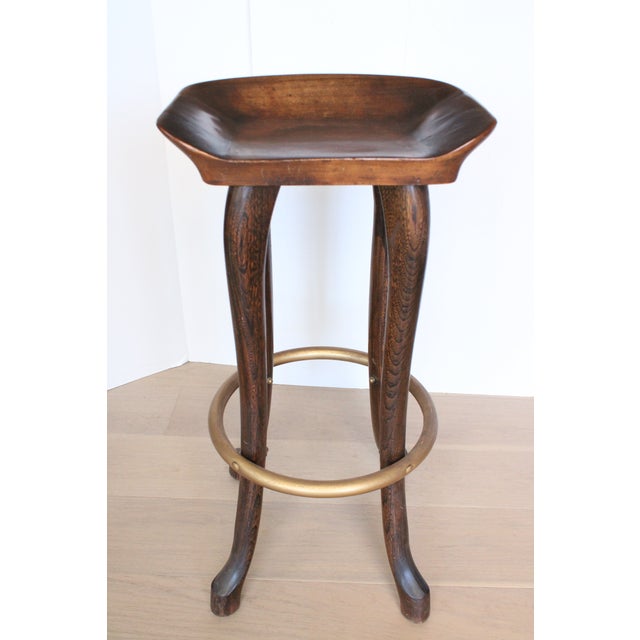1970s MCM Jean of Topanga Carved Bar Stools/Set of Three For Sale - Image 5 of 6
