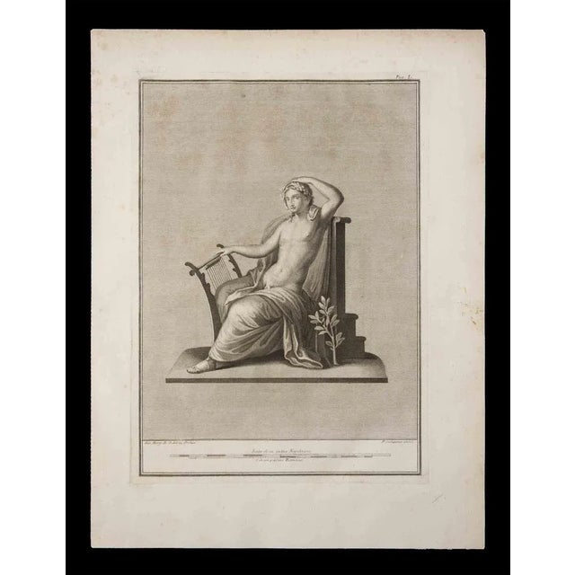 Ancient roman statue, from the series "antiquities of herculaneum", is an original etching on paper realized by p. Campana...