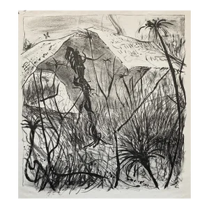 1960s Mid Century Landscape Lithograph