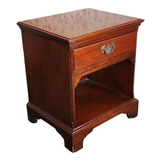 1950s Solid Mahogany Chippendale Style Single Drawer Bedside Nightstand Table For Sale