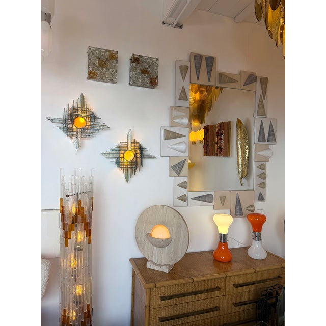 Metal Hammered Glass Silver Iron Star Sconces by Biancardi, Italy, 1970s, Set of 3 For Sale - Image 7 of 17