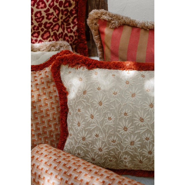 Palais Outdoor Cushion in Jackie Camel & Red, 20x12 Inch For Sale - Image 6 of 8