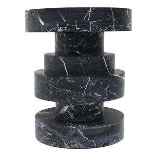 Kelly Wearstler Apollo Stool or Table in Nero Marquina Marble For Sale