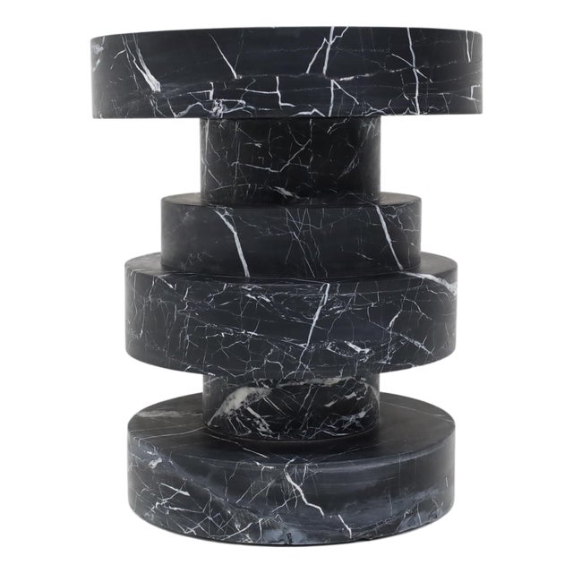 Kelly Wearstler Apollo Stool or Table in Nero Marquina Marble For Sale