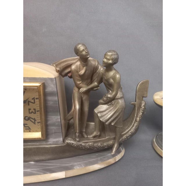 Metal Art Deco Travel Pendulum in Venice, 1920s, Set of 3 For Sale - Image 7 of 18