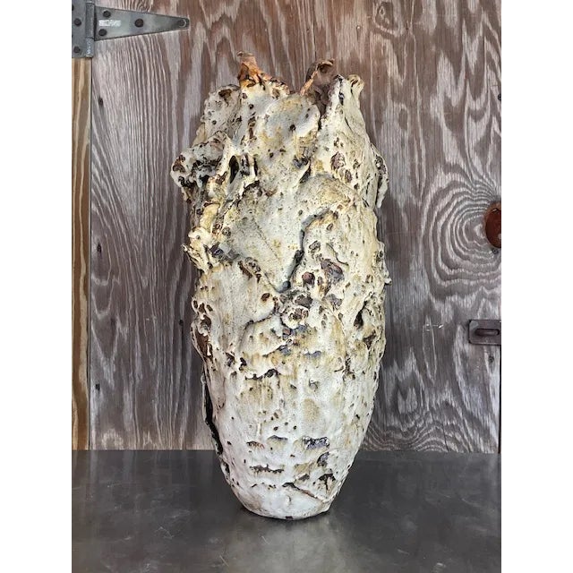 Vintage Brutalist Sculptural Studio Pottery Vase For Sale - Image 10 of 10