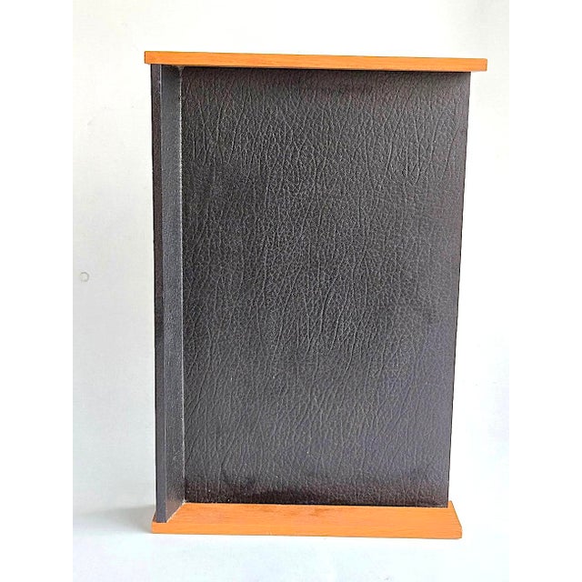 Black Mid 20th Century Desk Organizer Tray in Oak With Faux Leather Lining For Sale - Image 8 of 9
