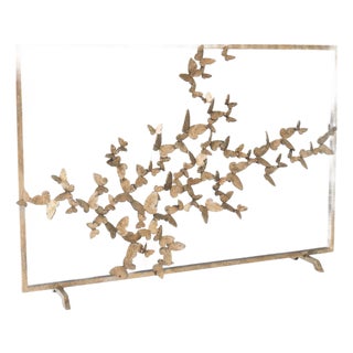 Aged Gold Butterfly Fire Screen Fireplace Screen For Sale